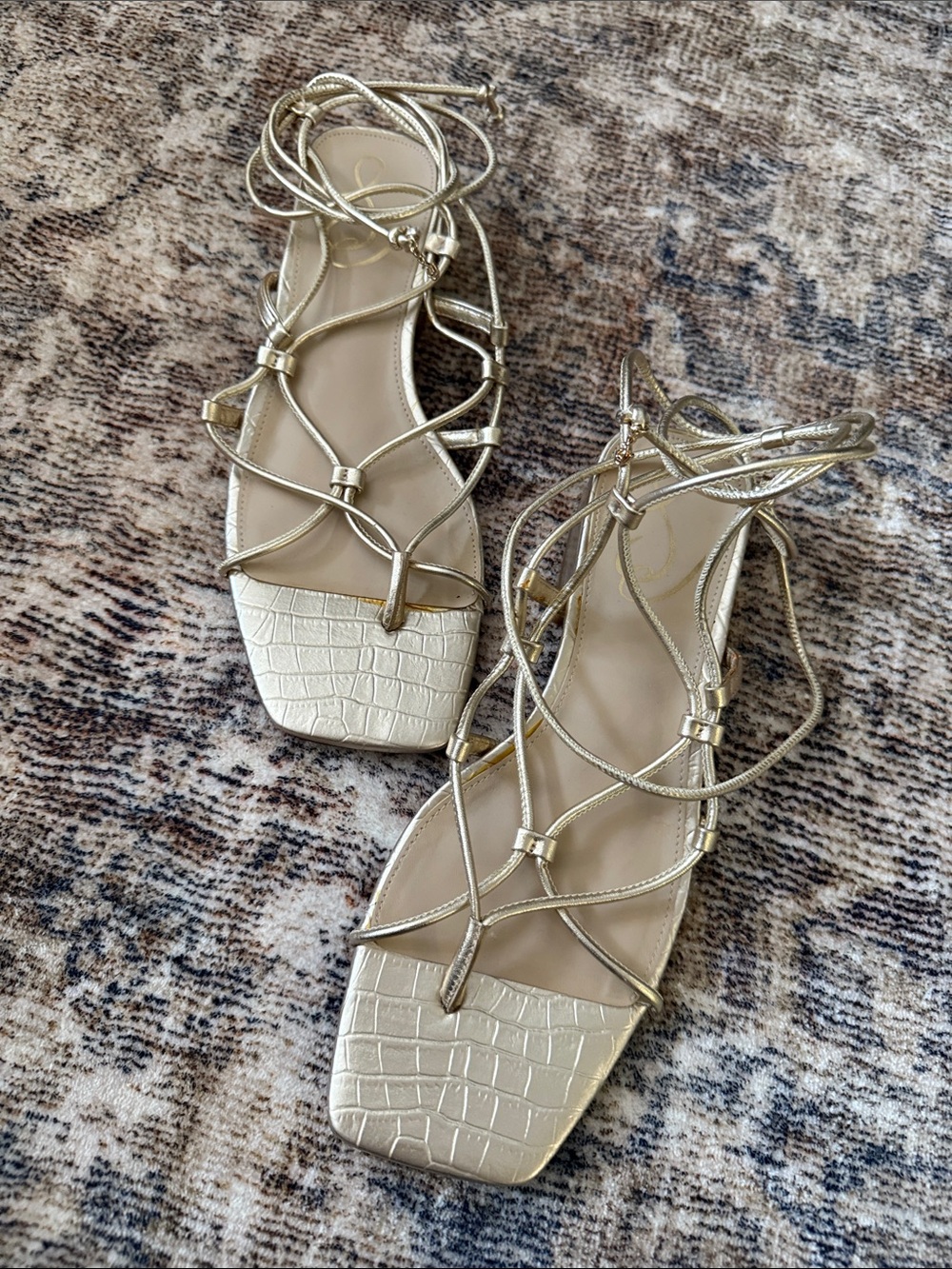 Sam Edelman - Daffy Gold Strappy Lace-Up Women’s Sandals